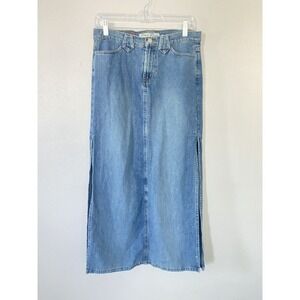 Paris Blues Vintage Denim Y2K Maxi Jean Skirt Sz 5 Medium High Slit 100% Cotton
